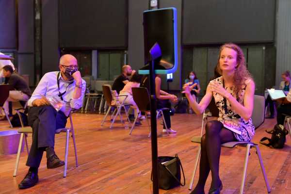 Audience interact with robots