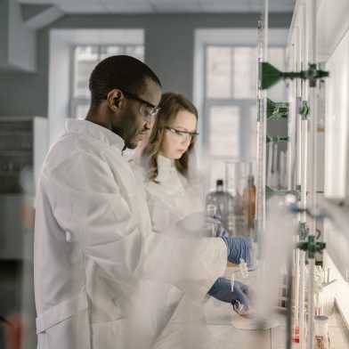 woman and man in lab